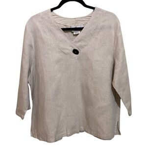 Hot Cotton VTG Natural Linen Cotton Boxy Top Artsy Lagenlook Boho Sub stainable